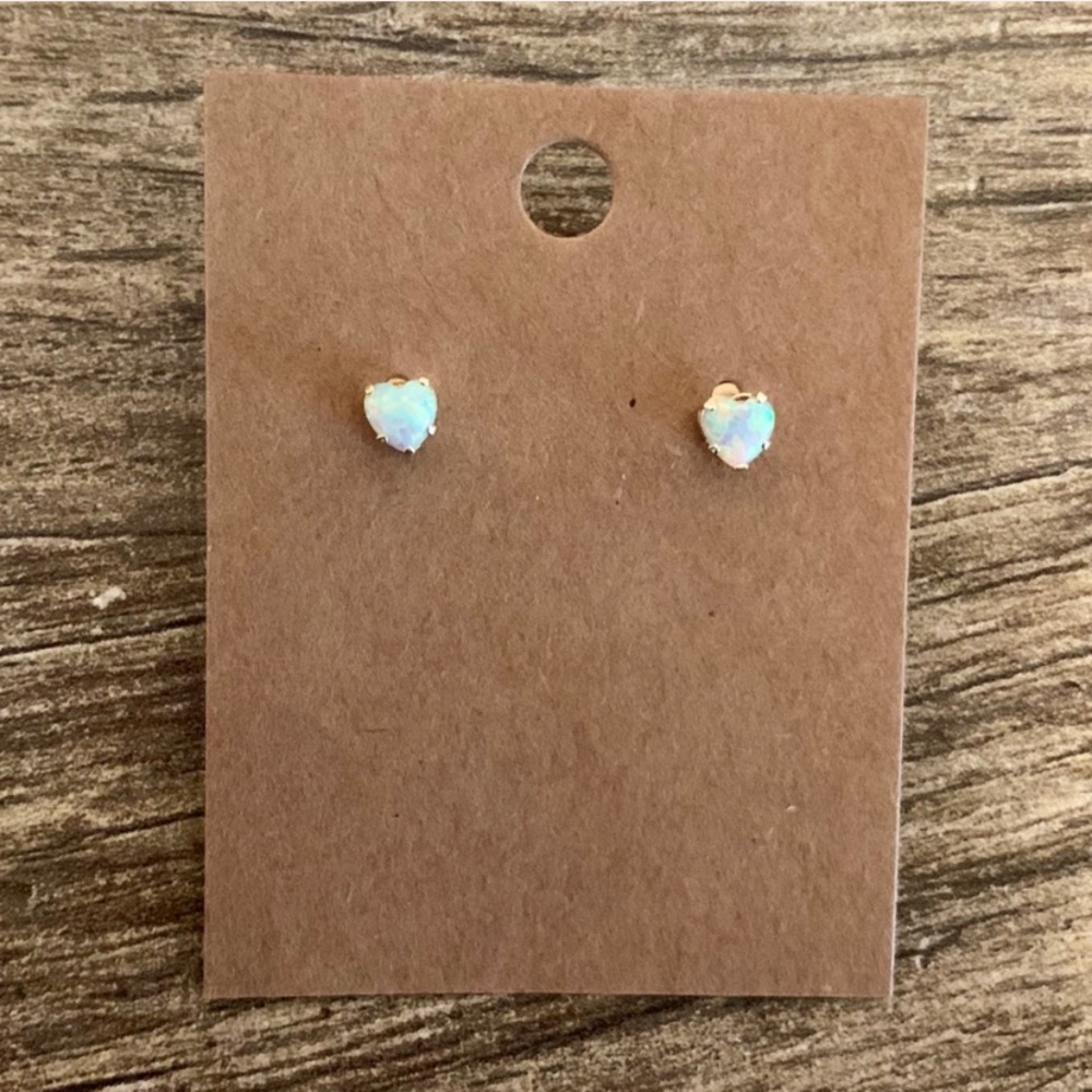 Opal Heart-Cut Earring Studs